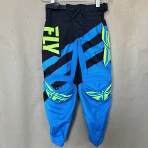 Fly Racing F16 Motocross ATV Sports Pants Youth Size 20 Black Teal BMX